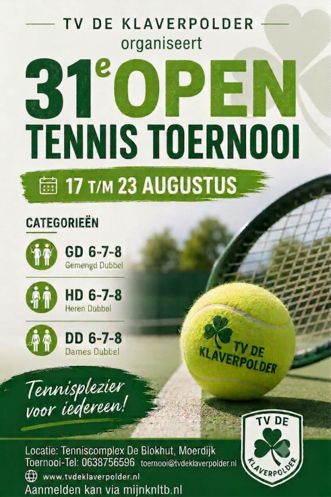 Poster Open Toernooi TV de Klaverpolder 2026